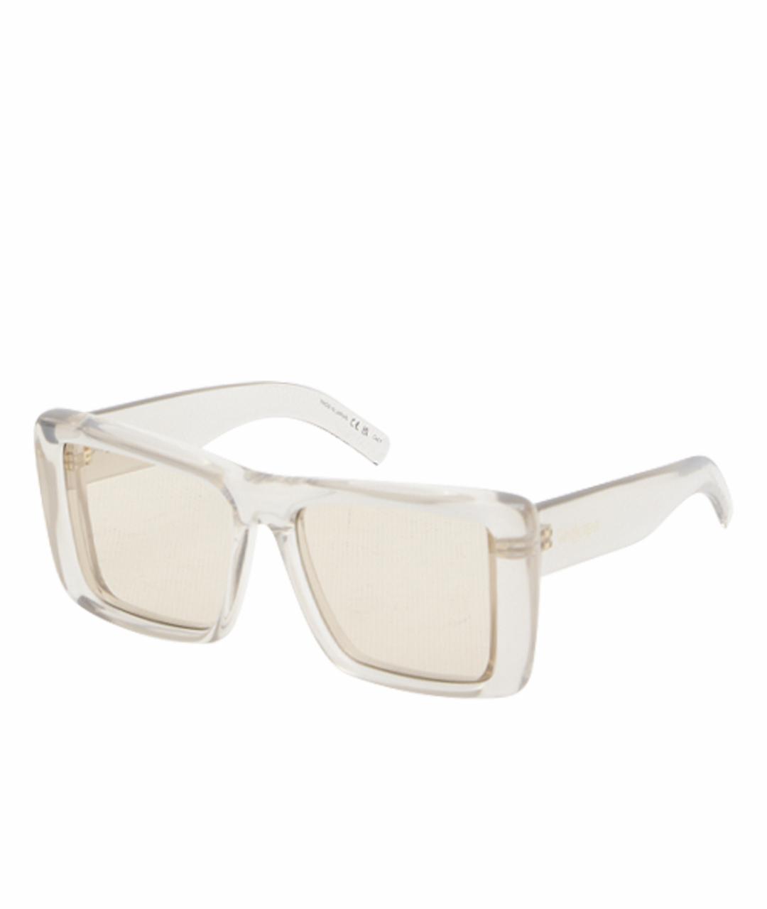 SAINT LAURENT Бежевые пластиковые солнцезащитные очки, фото 1