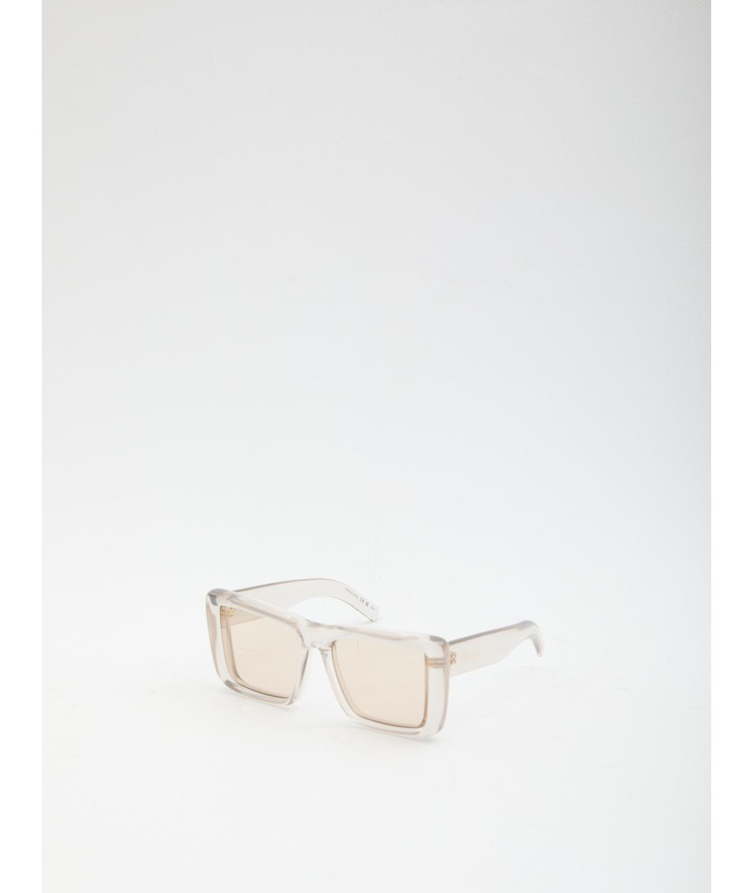 SAINT LAURENT Бежевые пластиковые солнцезащитные очки, фото 3