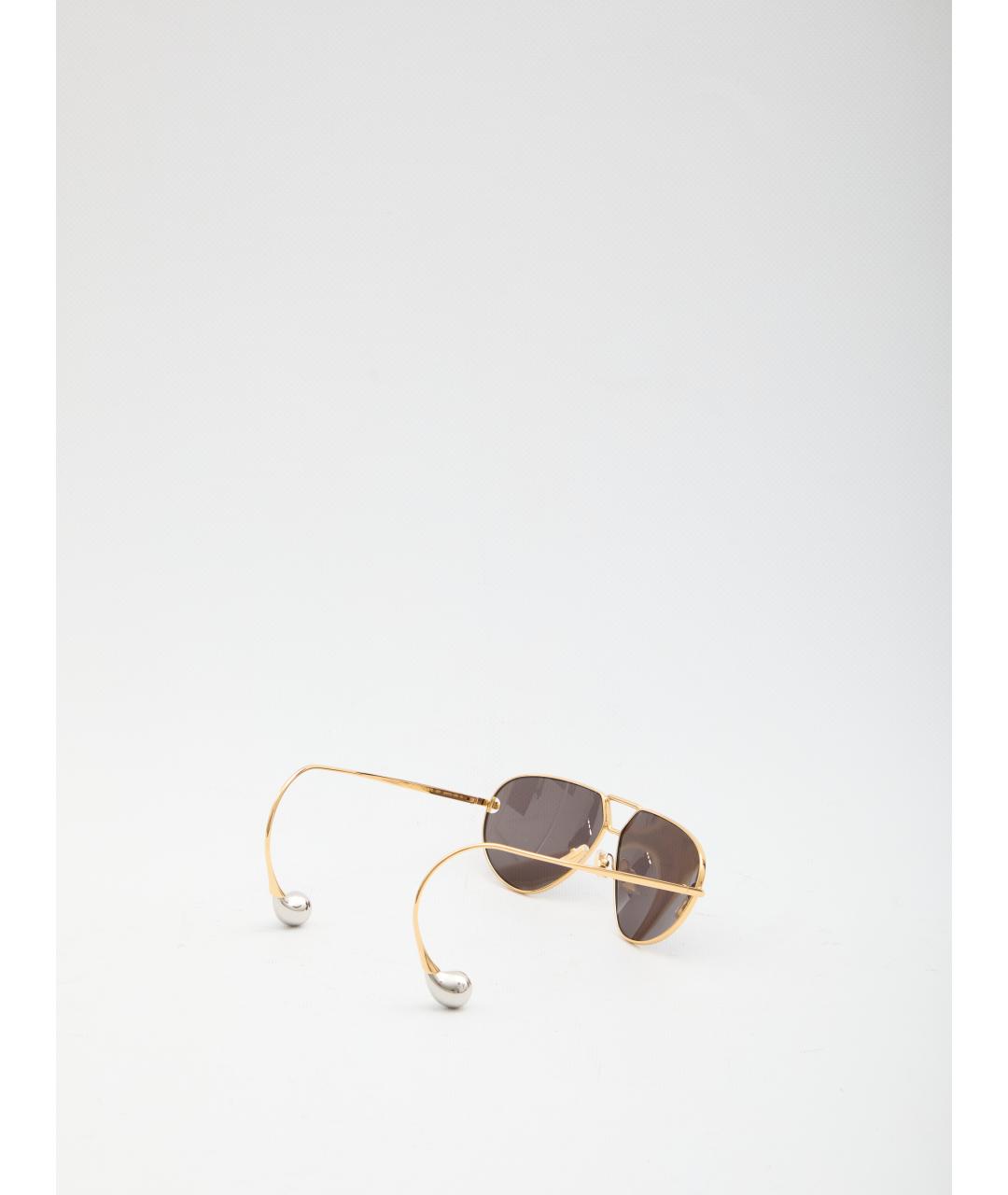 BOTTEGA VENETA Золотые металлические солнцезащитные очки, фото 2