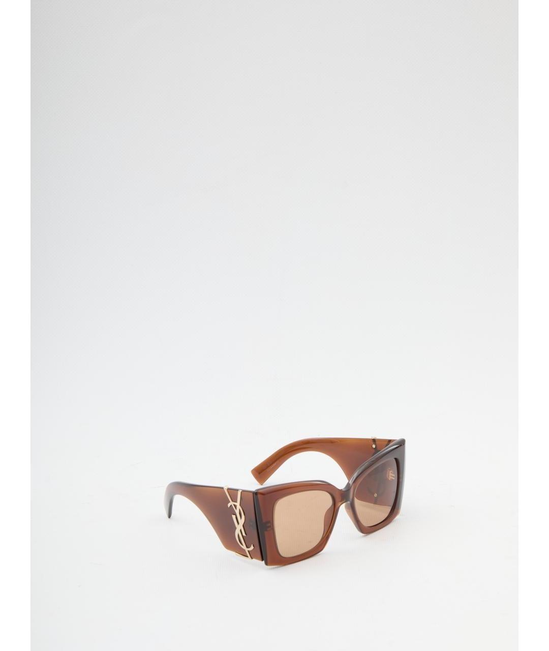 SAINT LAURENT Коричневые пластиковые солнцезащитные очки, фото 3