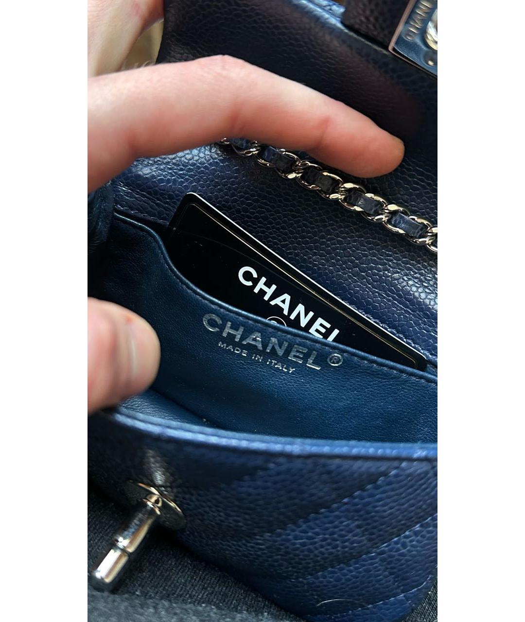 CHANEL Синяя кожаная сумка через плечо, фото 6