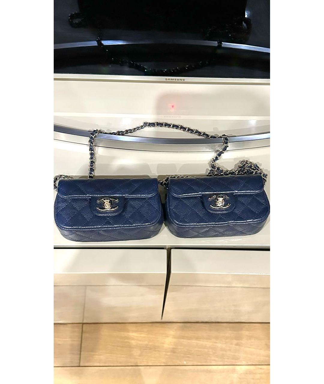 CHANEL Синяя кожаная сумка через плечо, фото 3