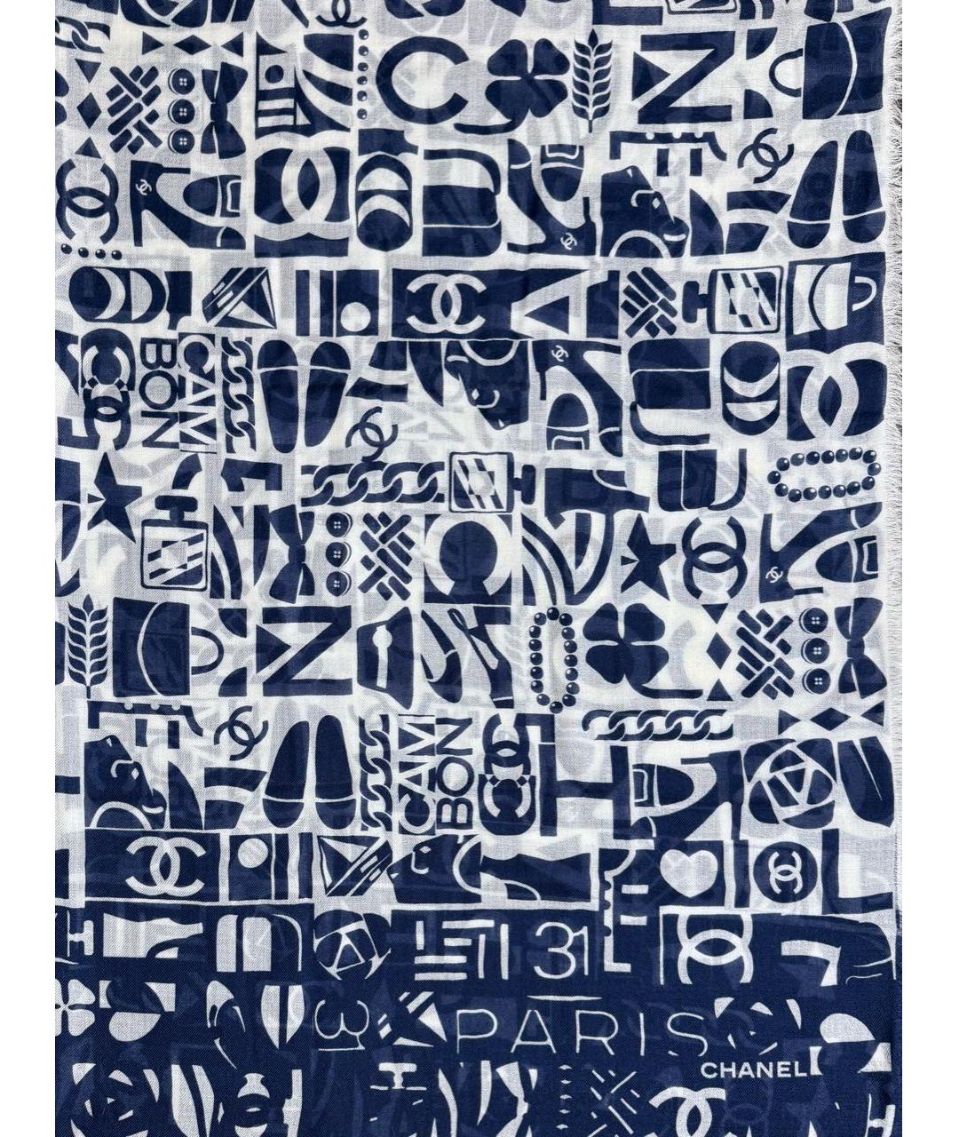 CHANEL Темно-синий кашемировый шарф, фото 9