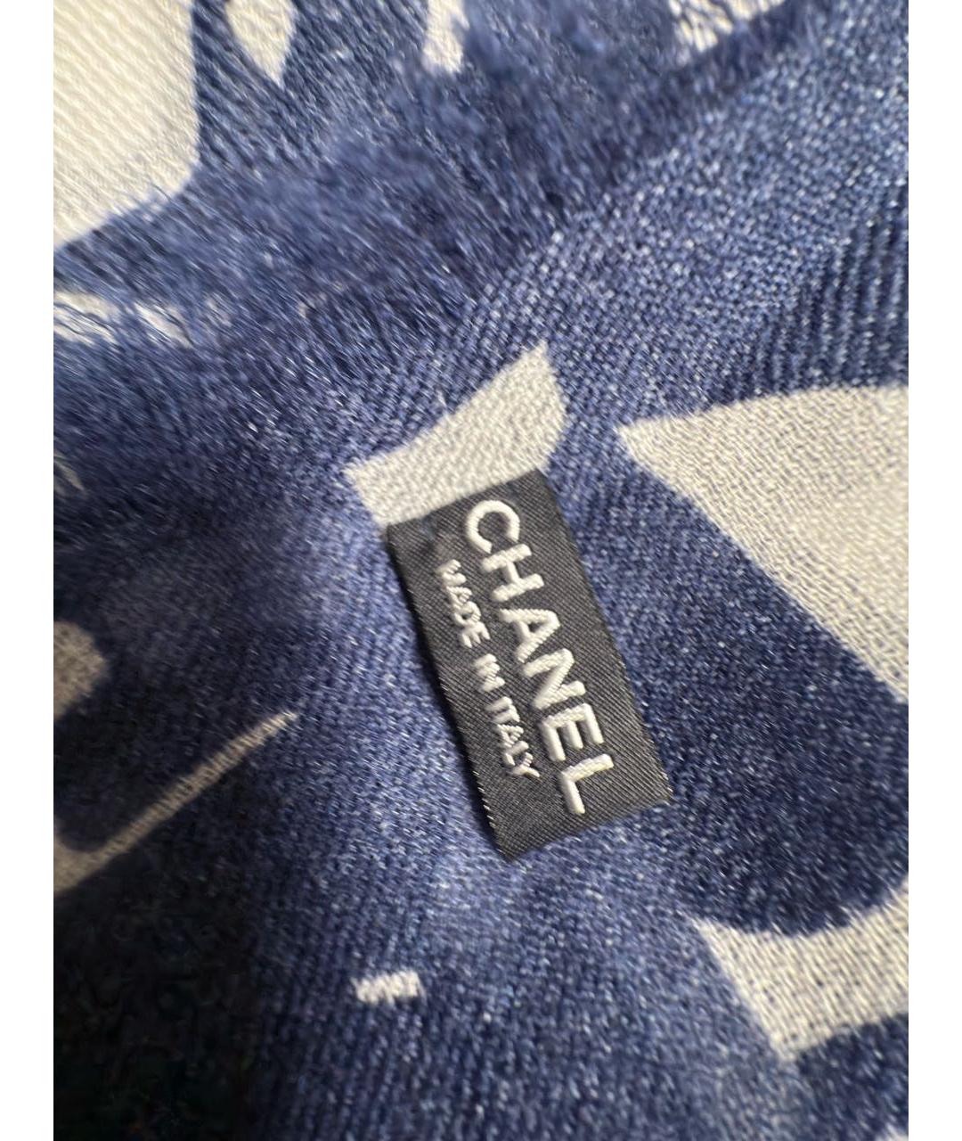 CHANEL Темно-синий кашемировый шарф, фото 2