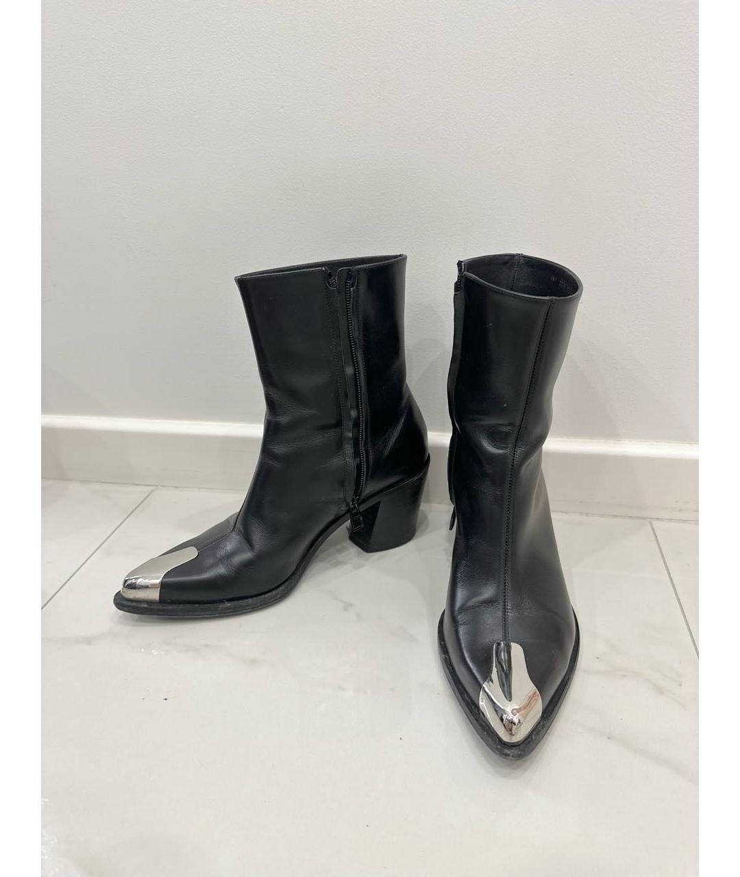 ALEXANDER MCQUEEN Черные кожаные полусапоги, фото 5