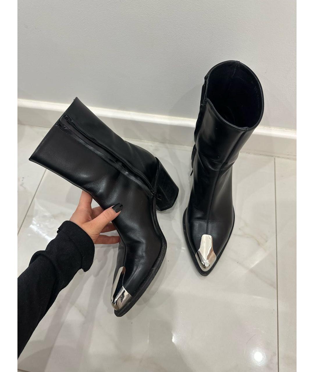 ALEXANDER MCQUEEN Черные кожаные полусапоги, фото 4