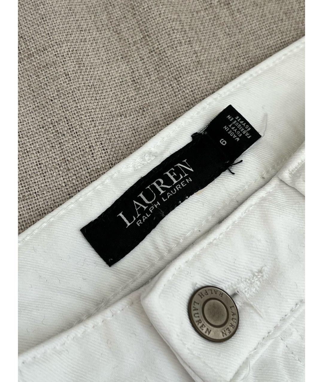 RALPH LAUREN Белые хлопковые джинсы слим, фото 6