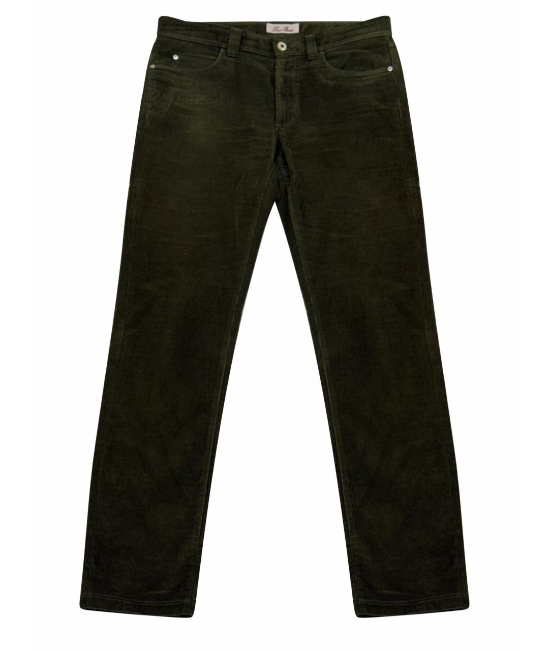 LORO PIANA Зеленые хлопко-эластановые повседневные брюки, фото 1