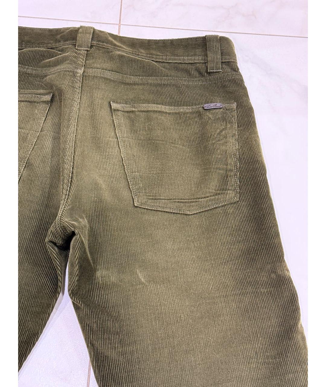 LORO PIANA Зеленые хлопко-эластановые повседневные брюки, фото 6