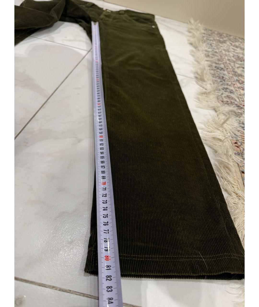 LORO PIANA Зеленые хлопко-эластановые повседневные брюки, фото 8