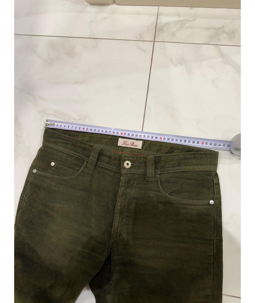 LORO PIANA Зеленые хлопко-эластановые повседневные брюки, фото 7