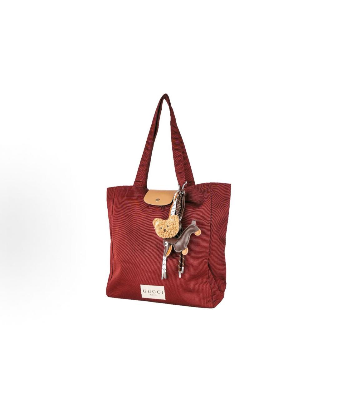 GUCCI BEAUTY Бордовая тканевая дорожная/спортивная сумка, фото 2