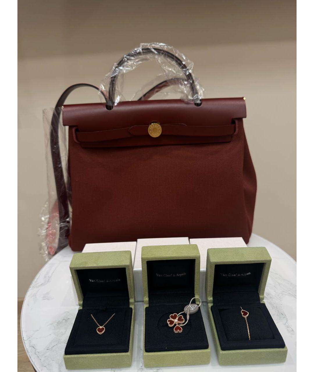 HERMES Бордовая кожаная сумка через плечо, фото 2