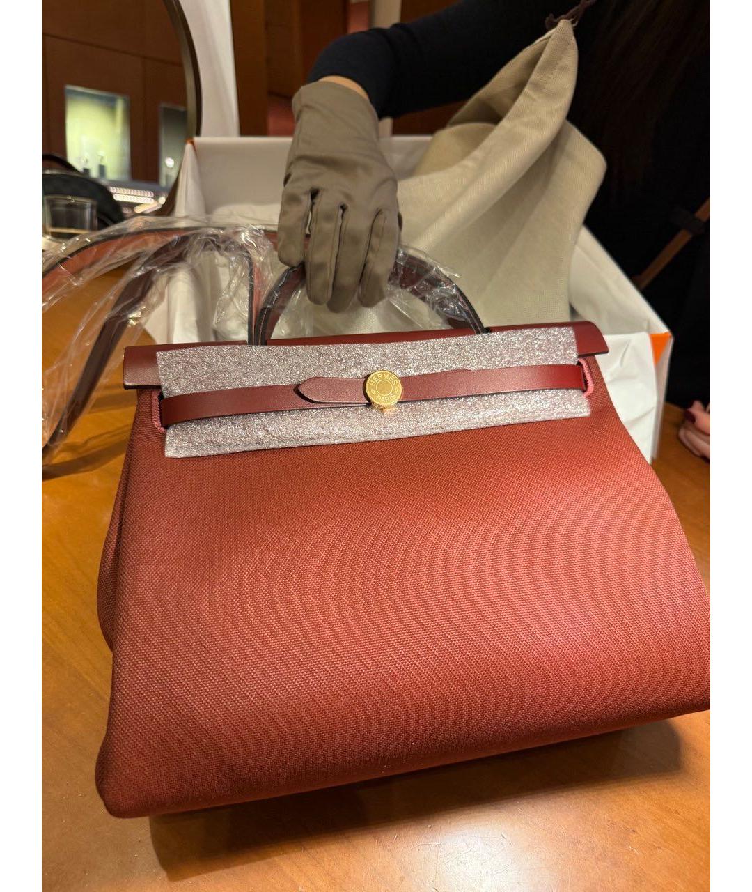 HERMES Бордовая кожаная сумка через плечо, фото 5