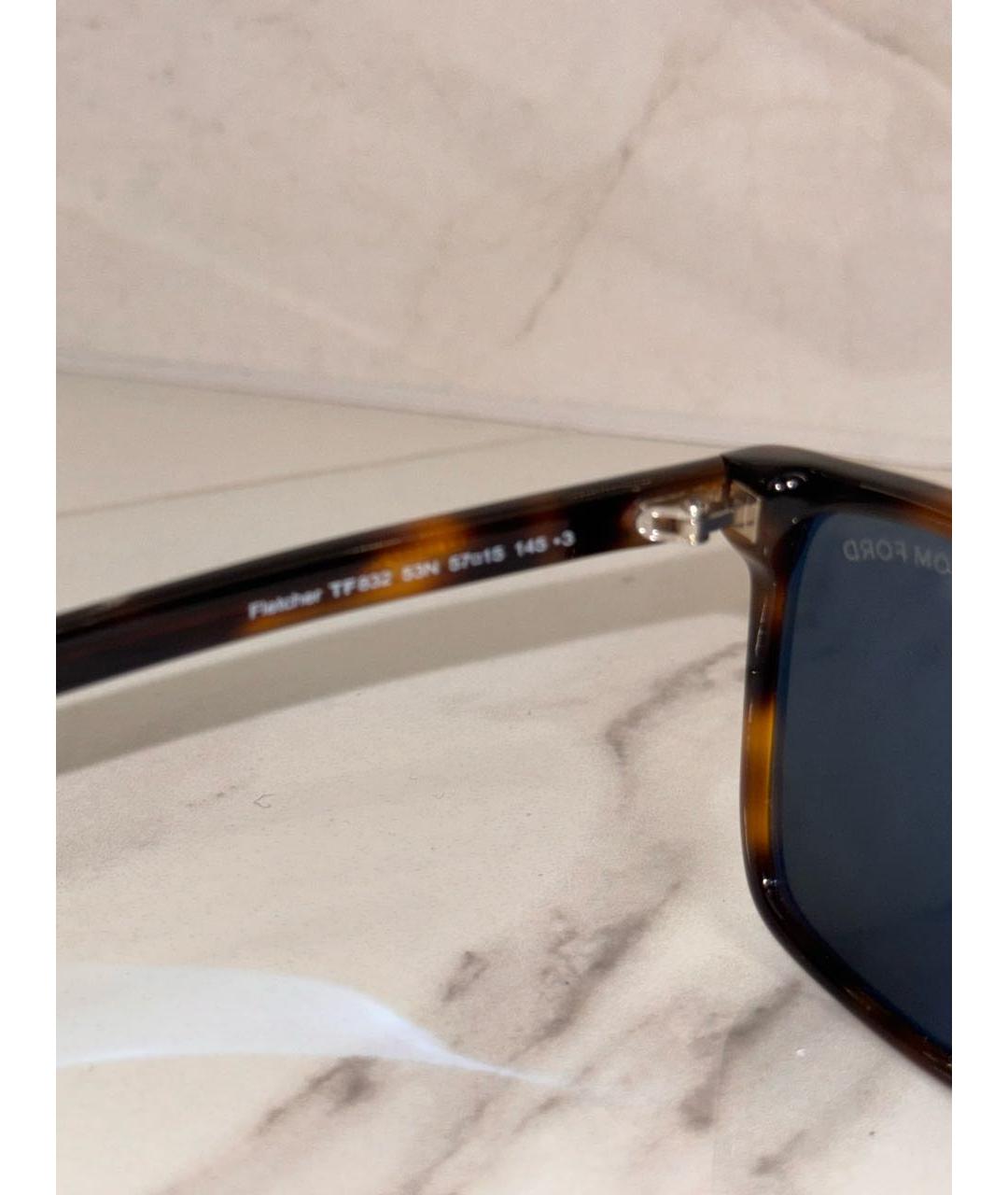 TOM FORD Коричневые пластиковые солнцезащитные очки, фото 8