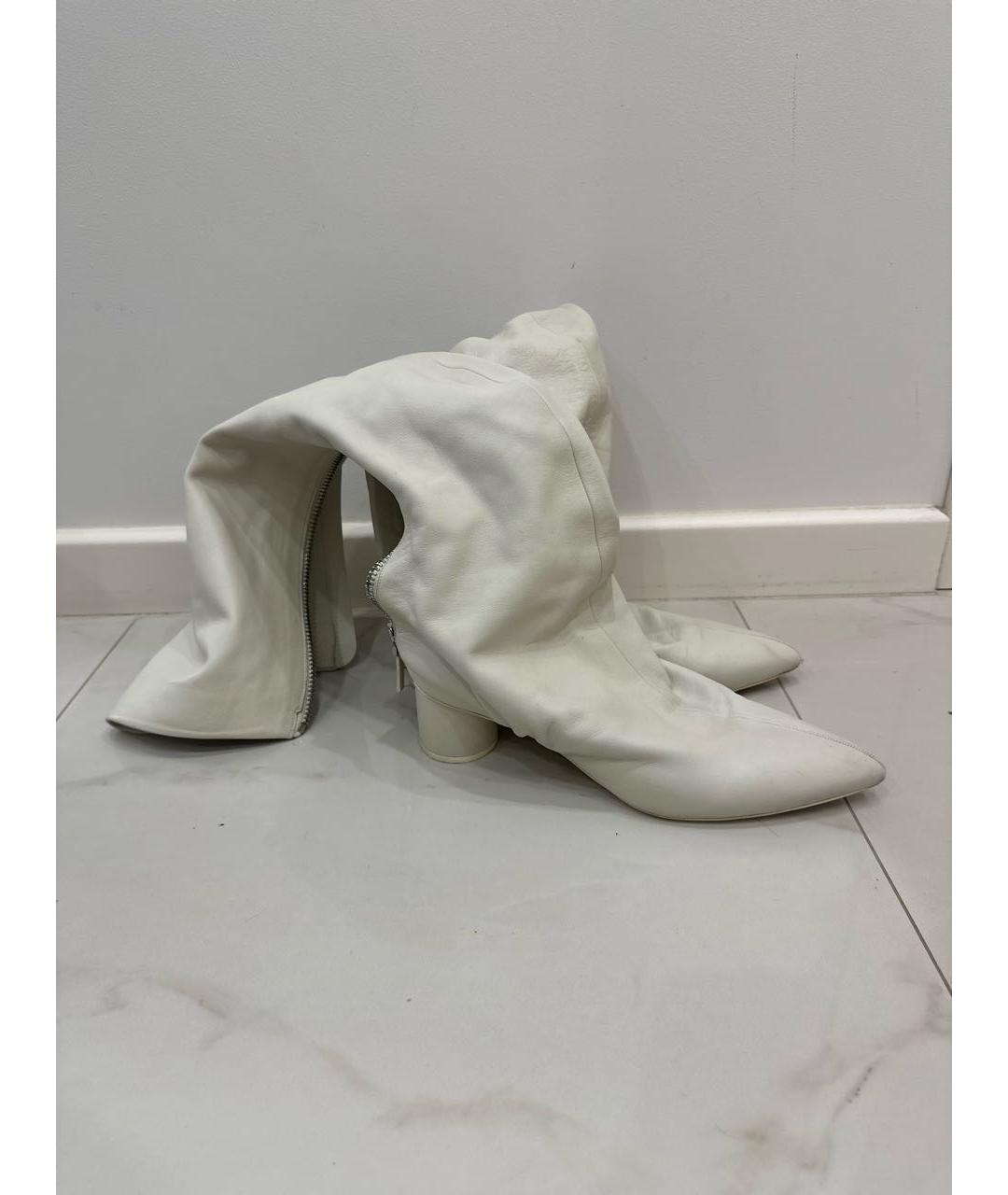 JIL SANDER Белые кожаные сапоги, фото 6