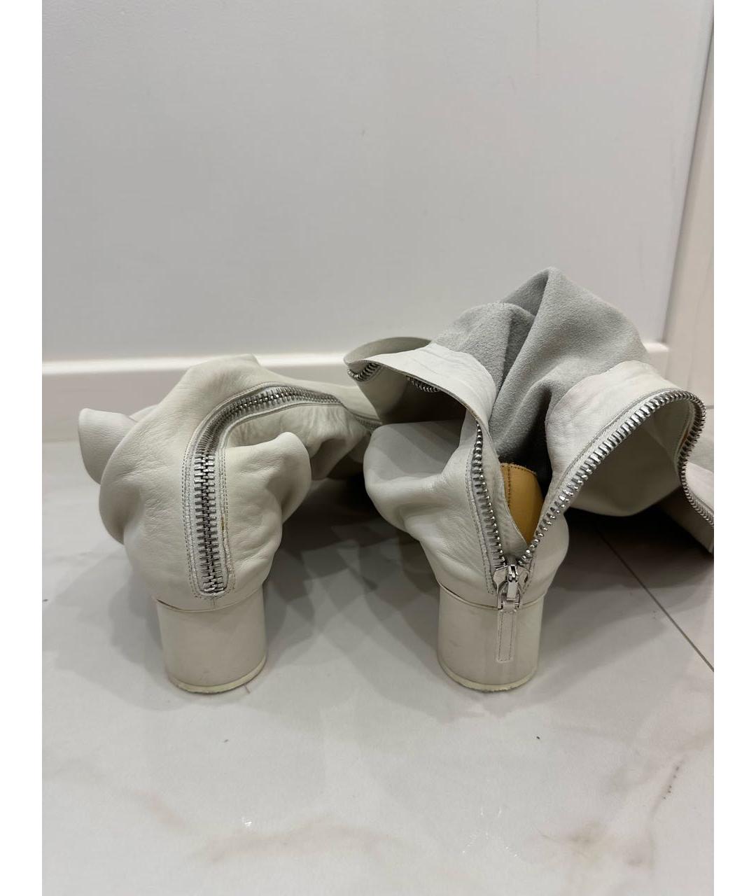 JIL SANDER Белые кожаные сапоги, фото 5
