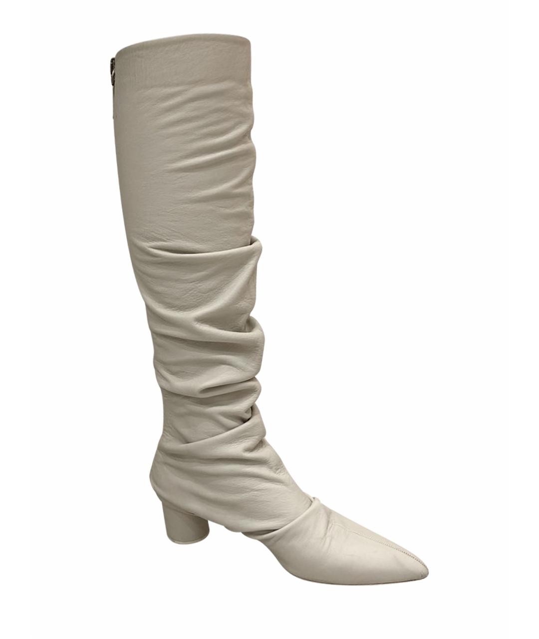 JIL SANDER Белые кожаные сапоги, фото 1
