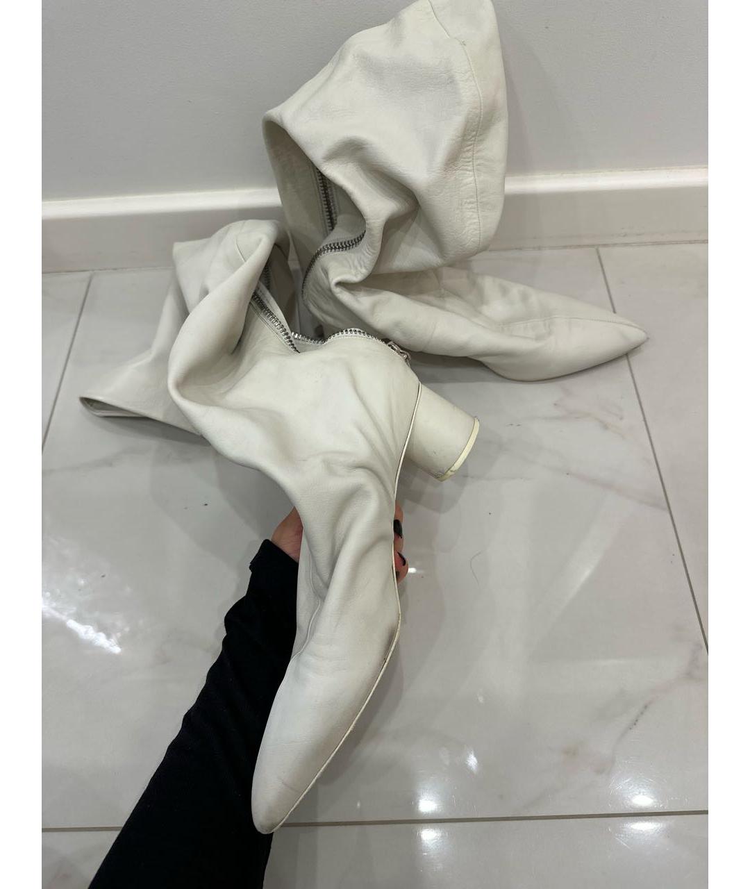 JIL SANDER Белые кожаные сапоги, фото 4
