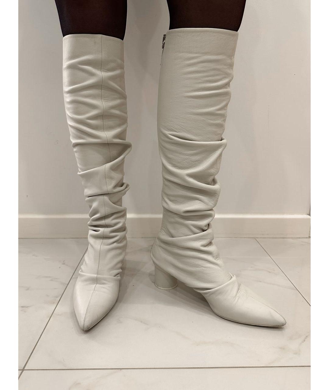 JIL SANDER Белые кожаные сапоги, фото 8