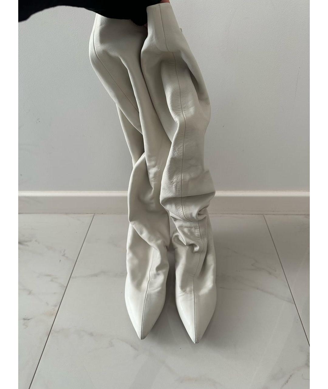 JIL SANDER Белые кожаные сапоги, фото 2