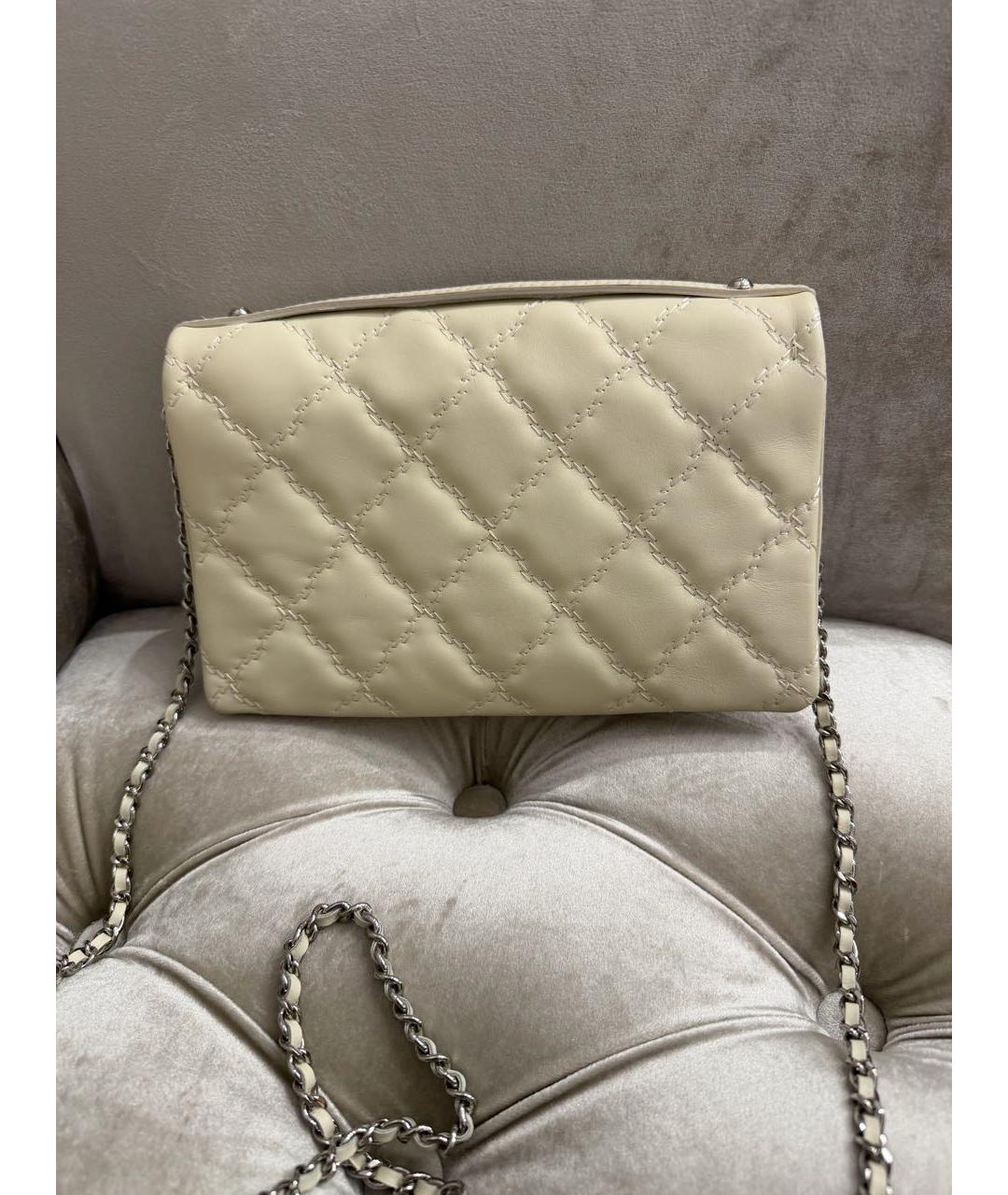 CHANEL Бежевая кожаная сумка через плечо, фото 3