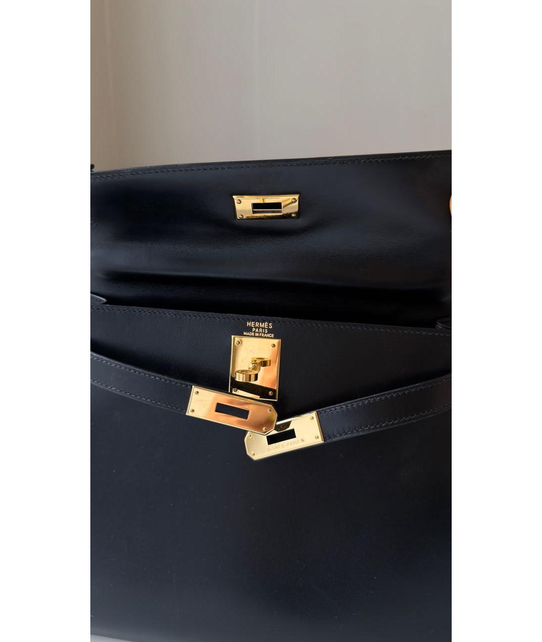 HERMES Черная кожаная сумка с короткими ручками, фото 8