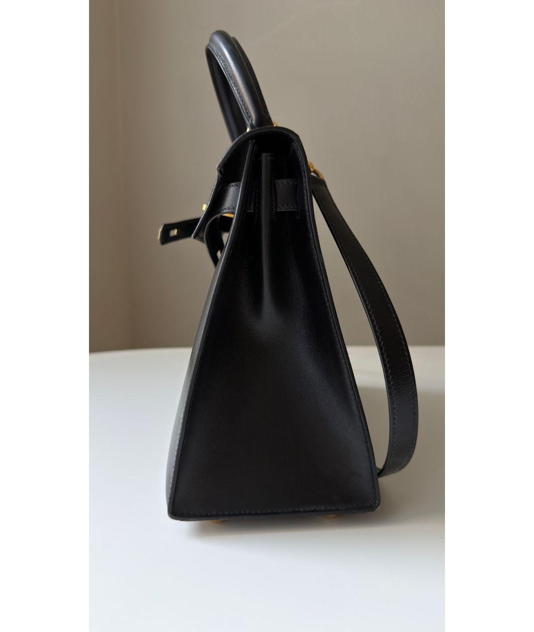 HERMES Черная кожаная сумка с короткими ручками, фото 2