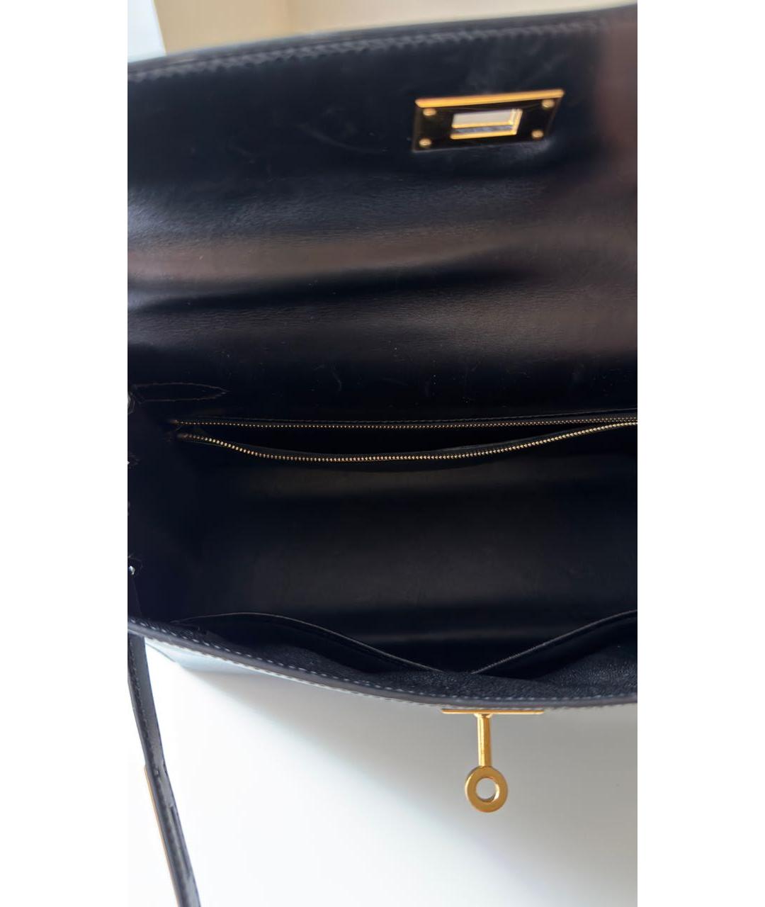 HERMES Черная кожаная сумка с короткими ручками, фото 6