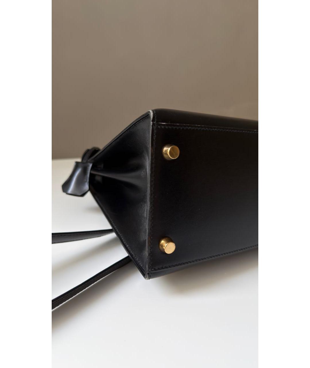HERMES Черная кожаная сумка с короткими ручками, фото 4