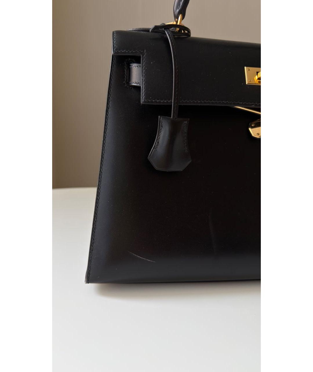 HERMES Черная кожаная сумка с короткими ручками, фото 7