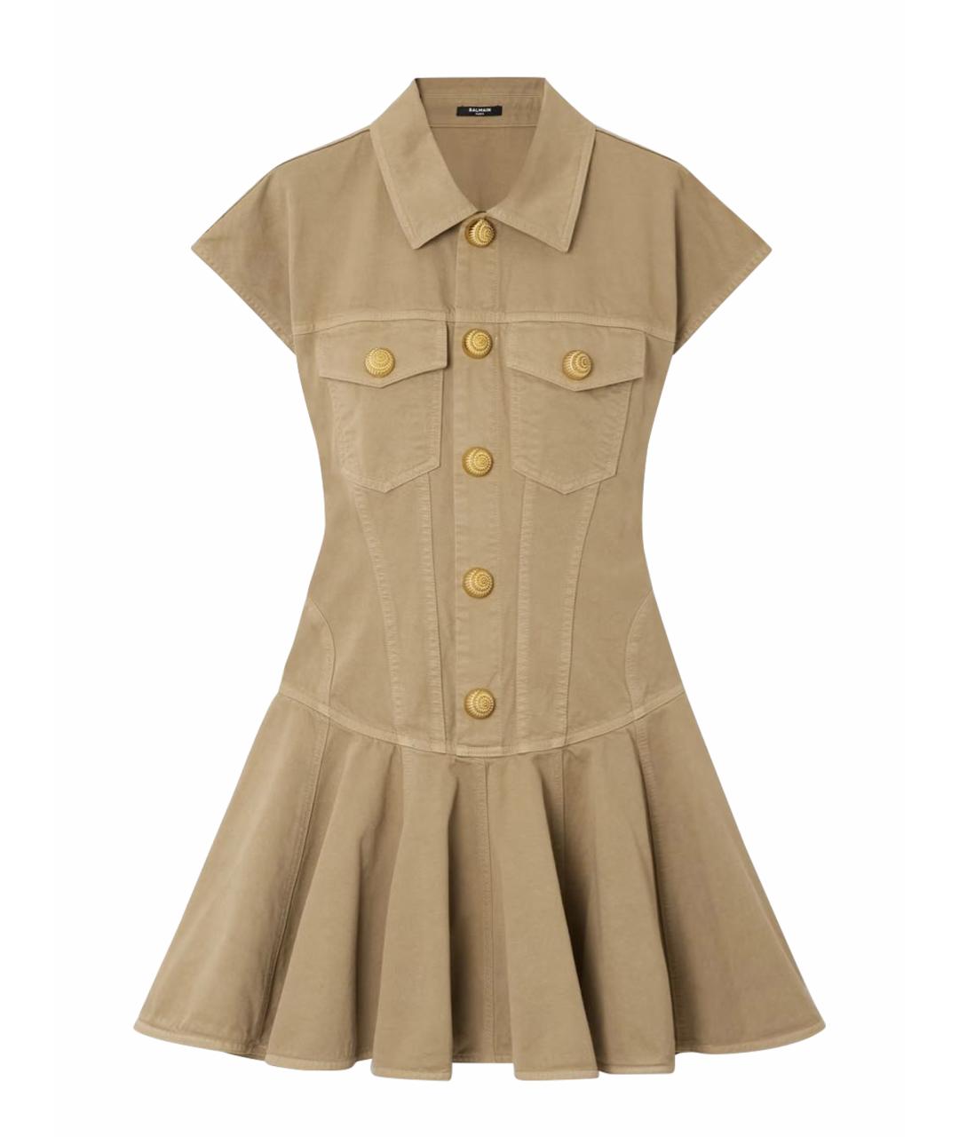 BALMAIN Бежевое хлопковое повседневное платье, фото 1