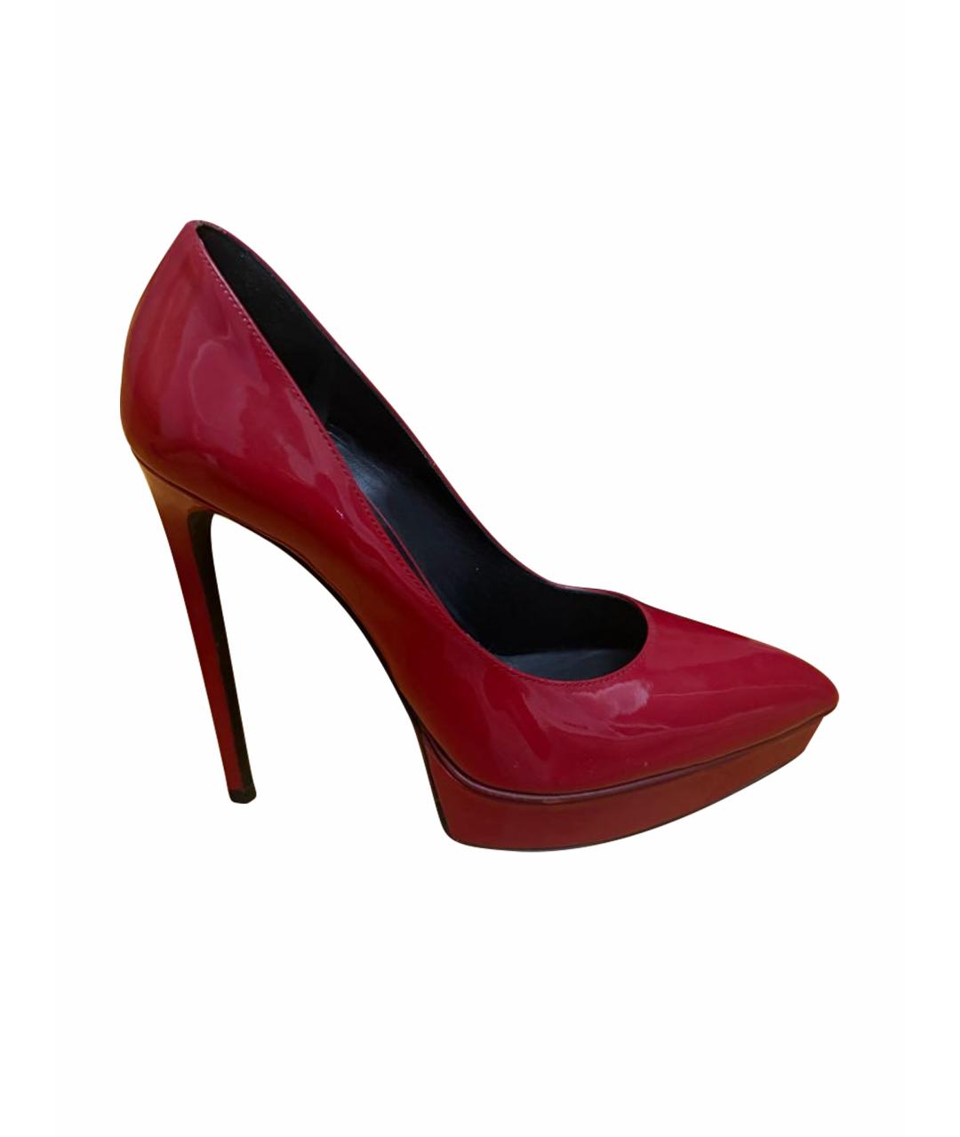 SAINT LAURENT Красные туфли из лакированной кожи, фото 1