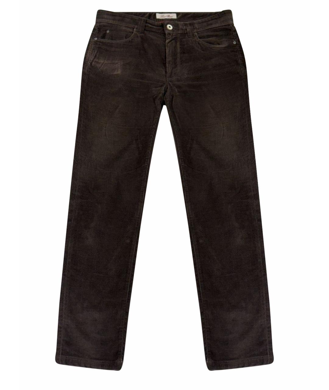 LORO PIANA Коричневые хлопко-эластановые повседневные брюки, фото 1