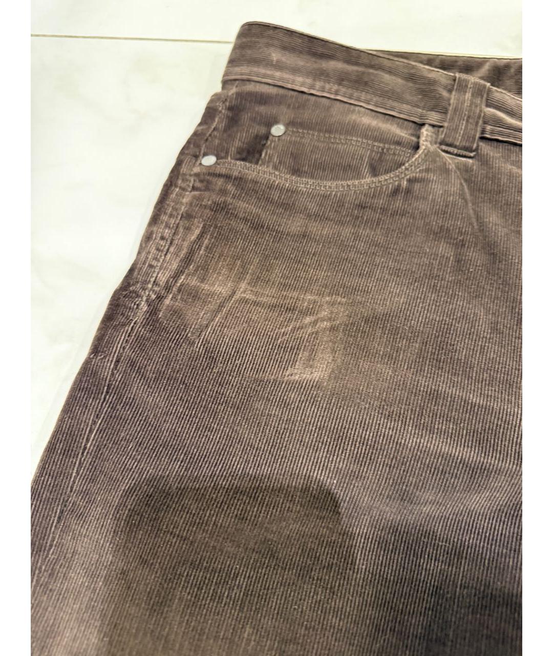 LORO PIANA Коричневые хлопко-эластановые повседневные брюки, фото 4