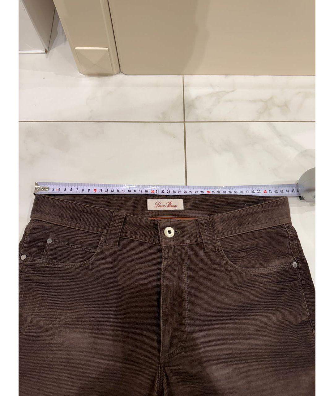 LORO PIANA Коричневые хлопко-эластановые повседневные брюки, фото 7