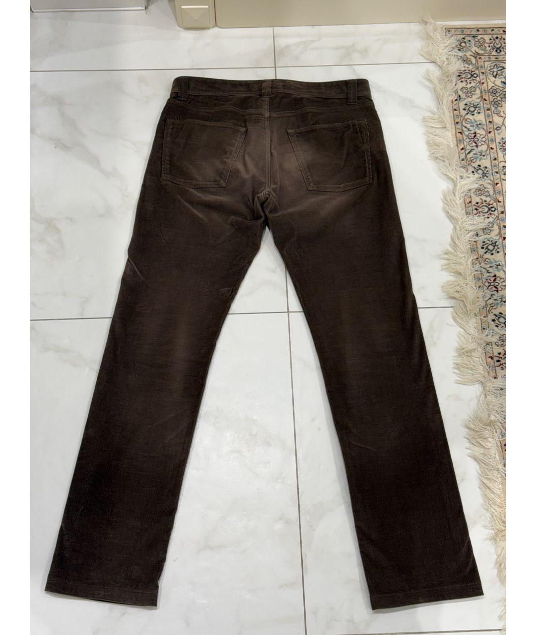 LORO PIANA Коричневые хлопко-эластановые повседневные брюки, фото 2