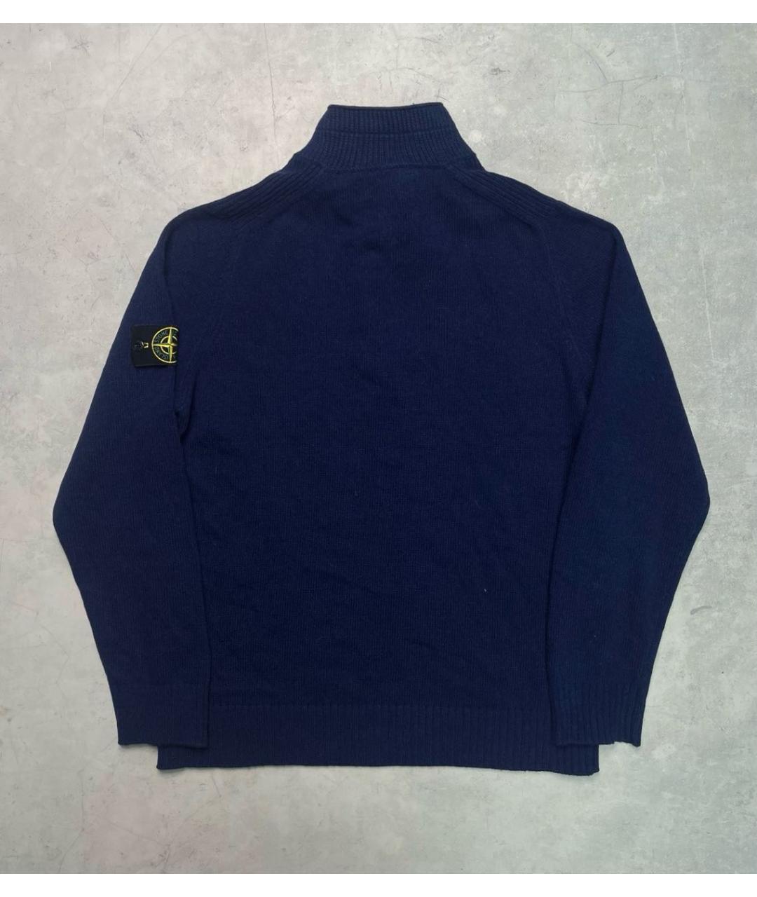STONE ISLAND Темно-синий шерстяной кардиган, фото 2