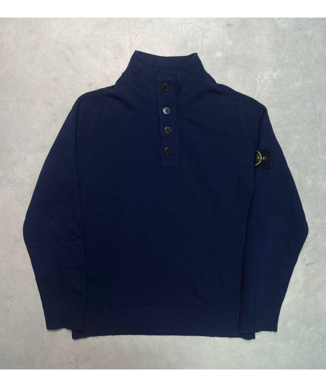 STONE ISLAND Темно-синий шерстяной кардиган, фото 7