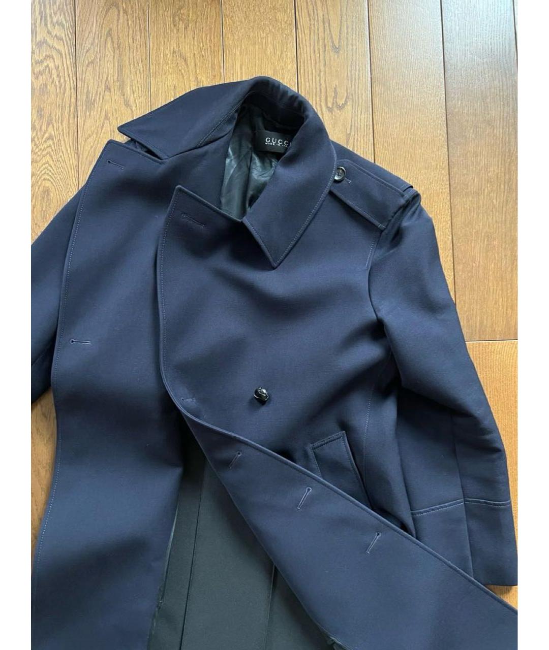 GUCCI Темно-синее шерстяное пальто, фото 8