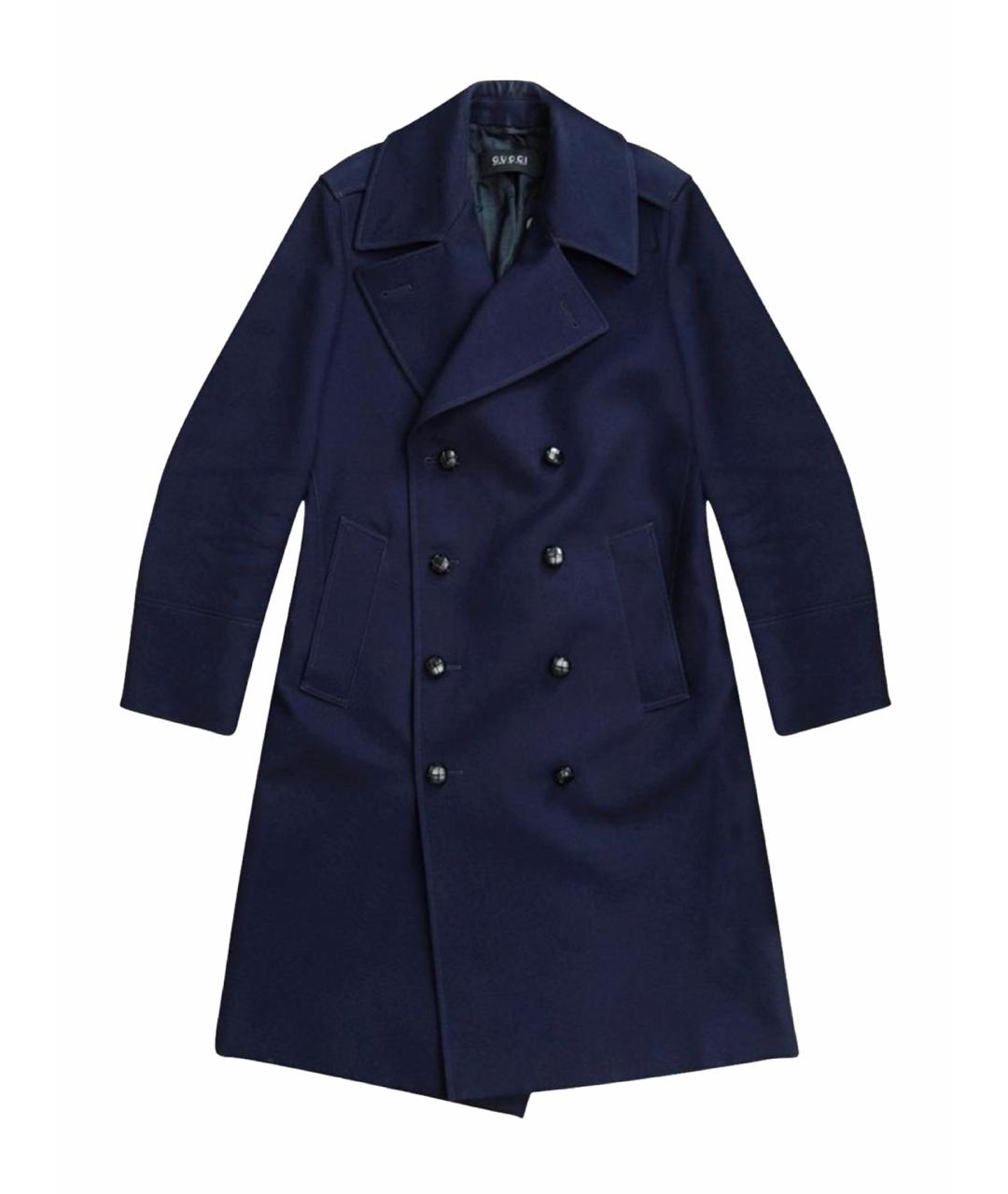 GUCCI Темно-синее шерстяное пальто, фото 1