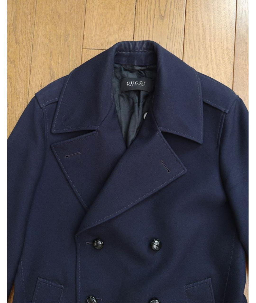 GUCCI Темно-синее шерстяное пальто, фото 4