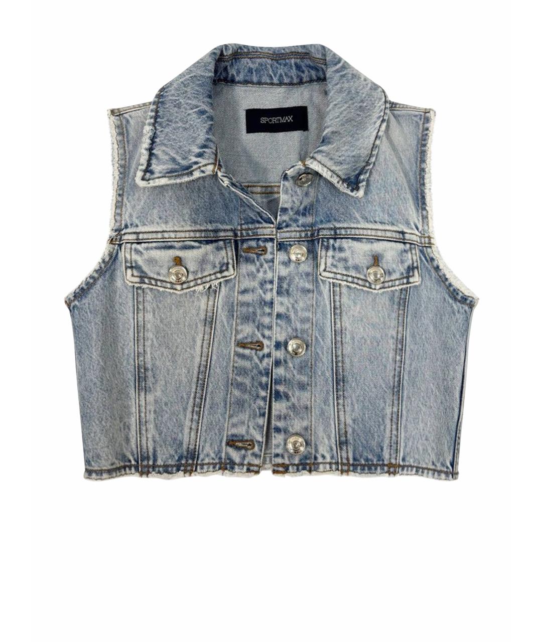 SPORTMAX Голубой деним жилет, фото 1