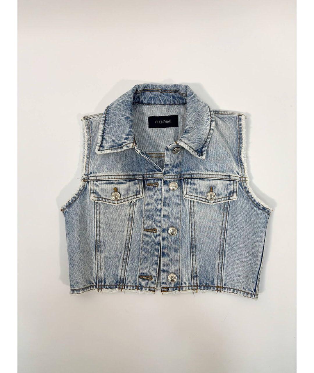 SPORTMAX Голубой деним жилет, фото 8