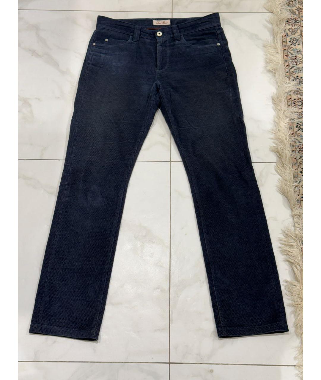 LORO PIANA Темно-синие хлопковые повседневные брюки, фото 9