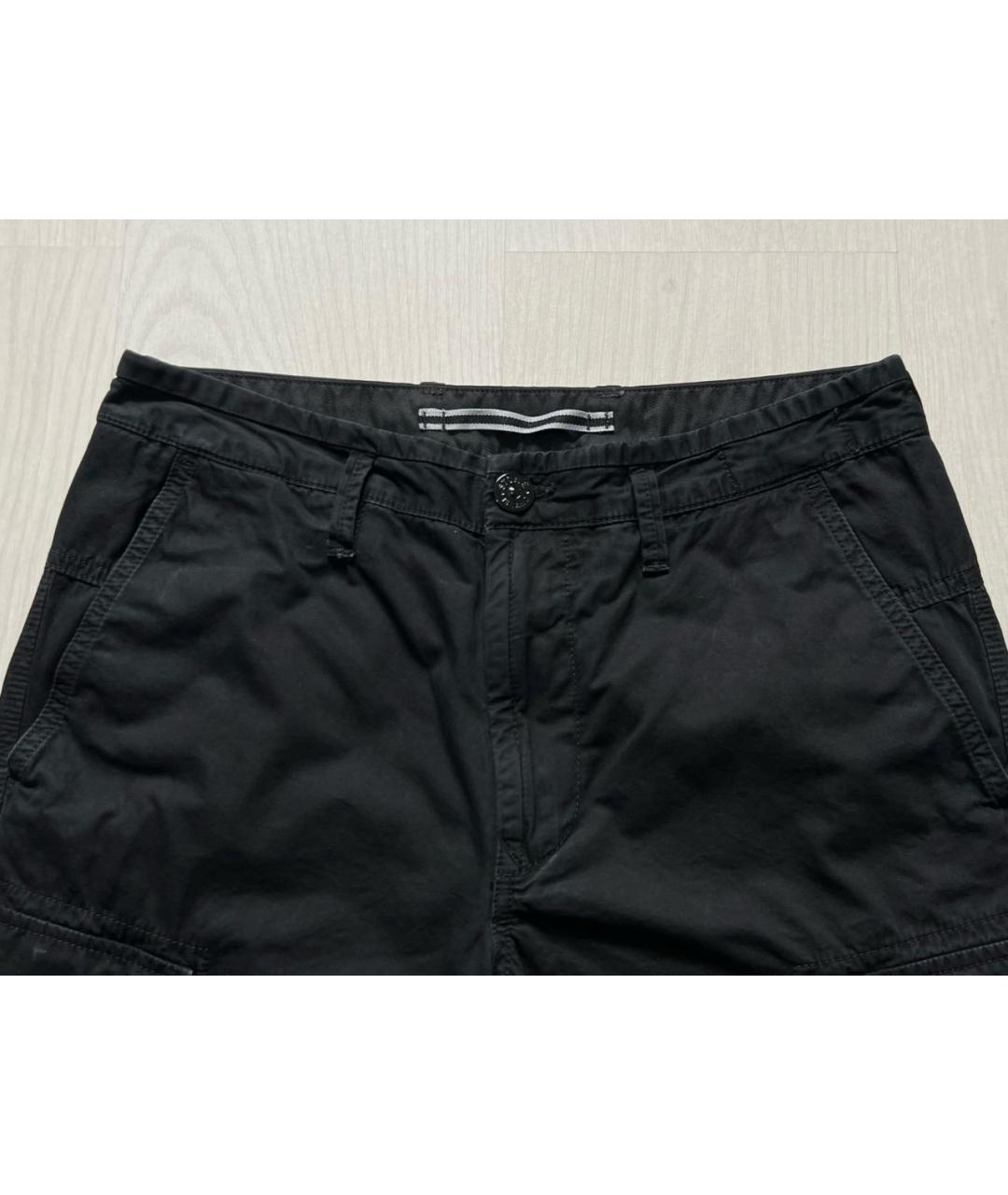 STONE ISLAND Черные хлопковые шорты, фото 3