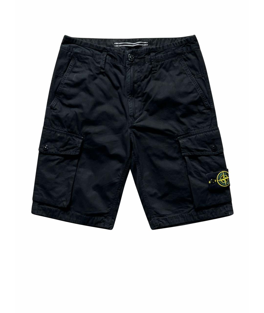 STONE ISLAND Черные хлопковые шорты, фото 1