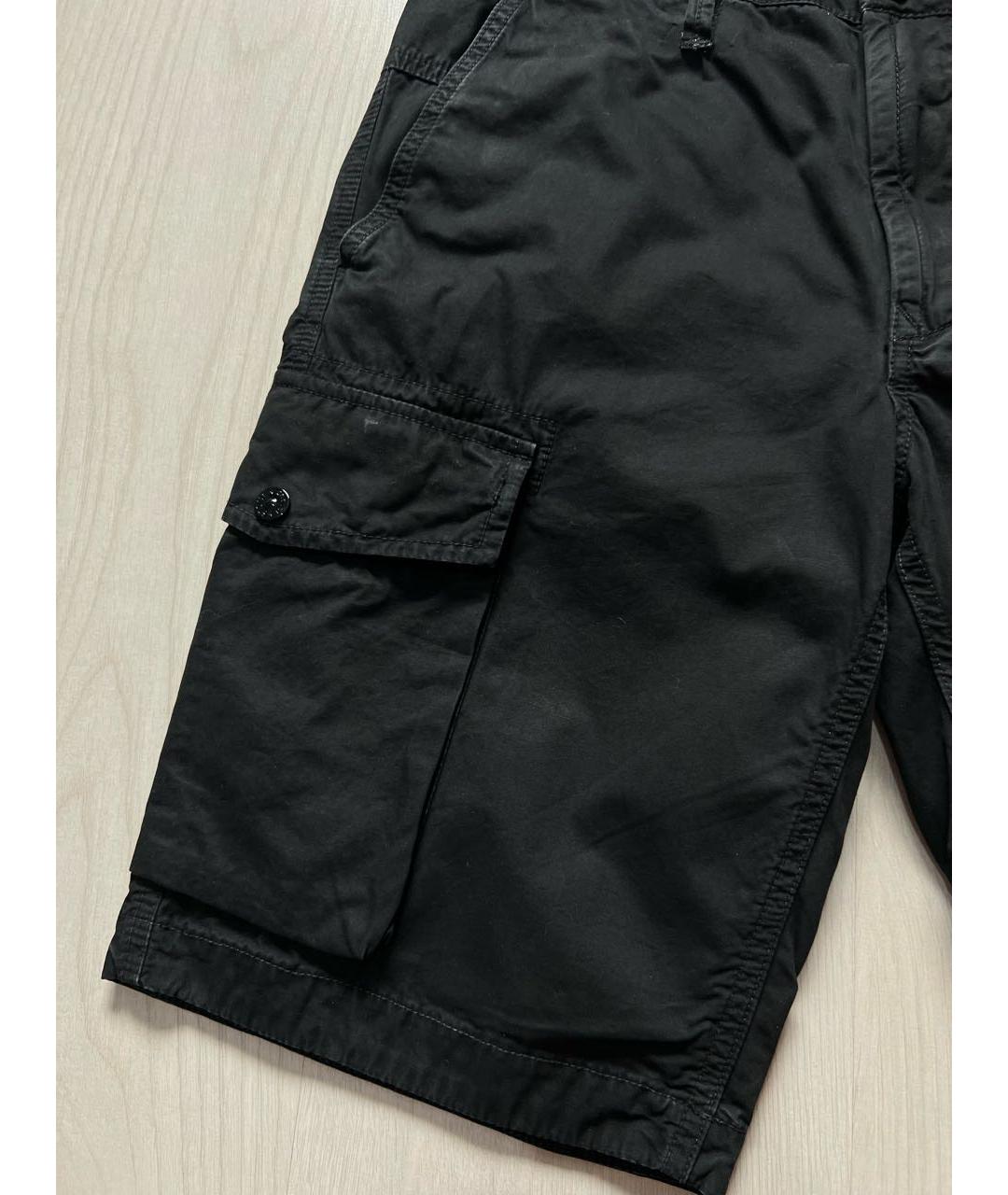 STONE ISLAND Черные хлопковые шорты, фото 4