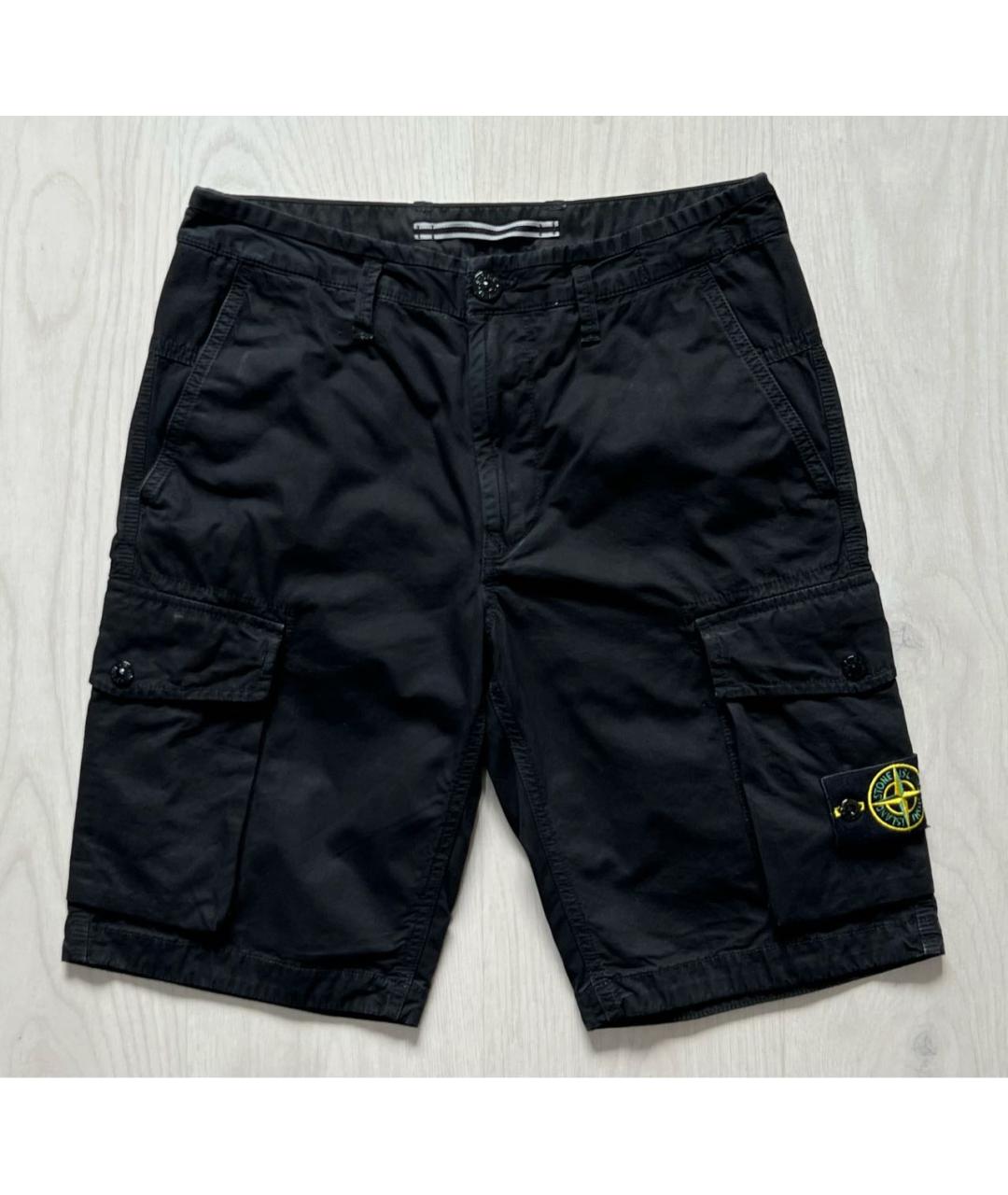 STONE ISLAND Черные хлопковые шорты, фото 8