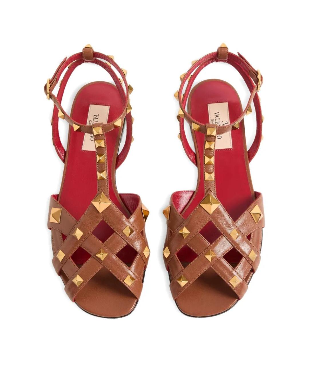 VALENTINO Коричневые кожаные босоножки, фото 3